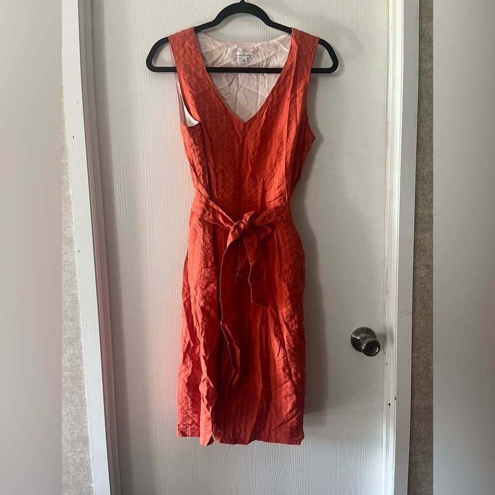 Beansignature Stripped Orange Midi Dress